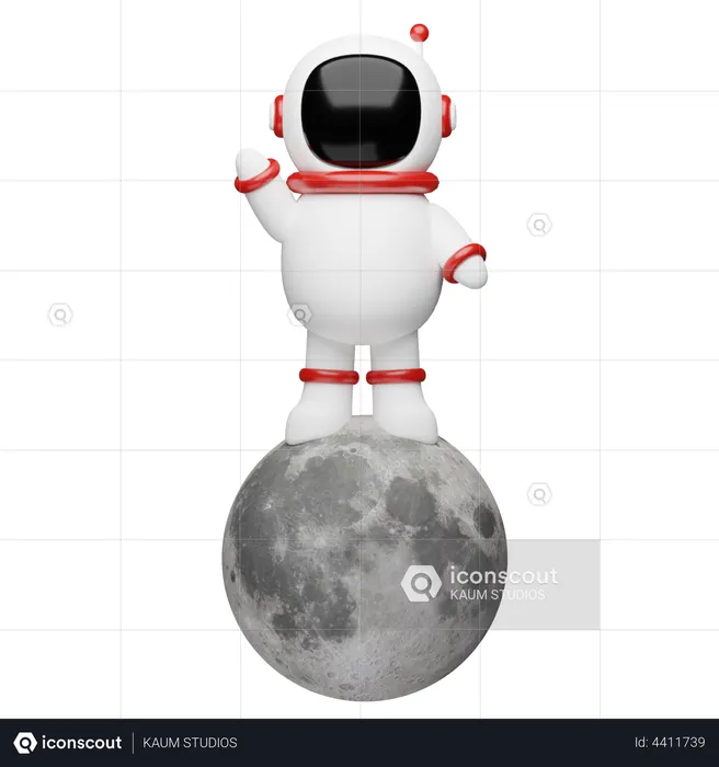 Astronaut spaceman on the moon  3D Illustration