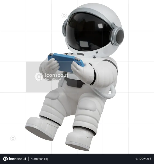 Astronaut spielt Videospiel  3D Illustration