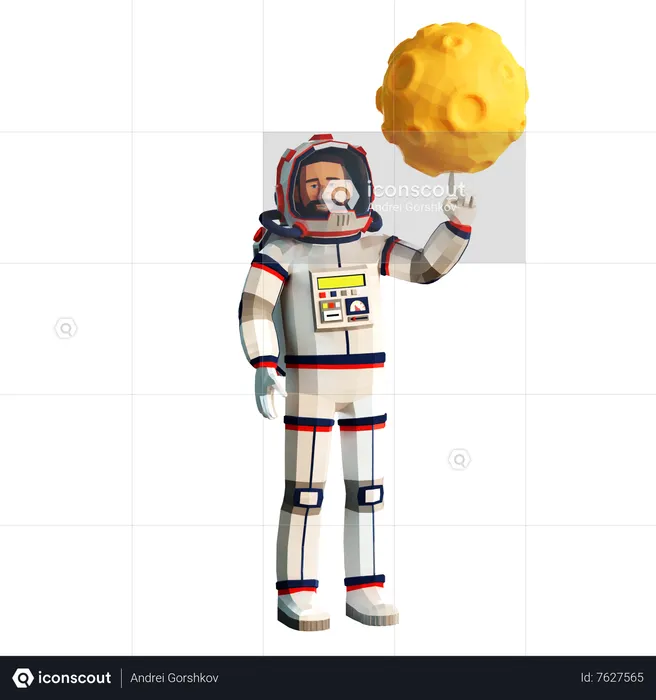 Astronaut spinning the moon on their finger  3D Illustration