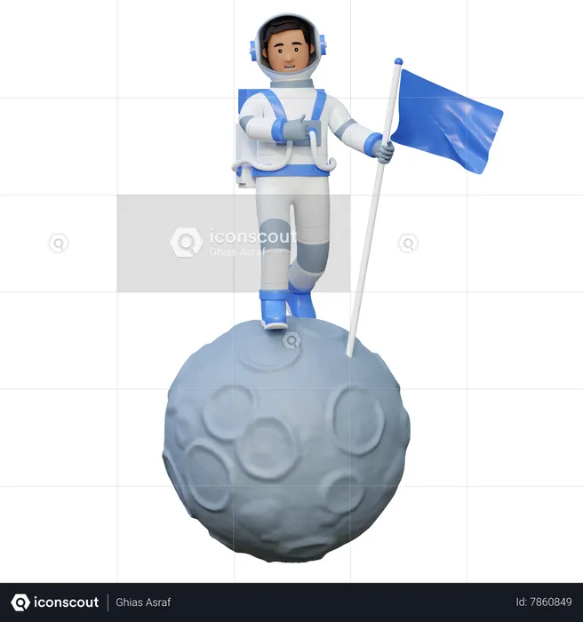 Astronaut Standing In Moon  3D Illustration