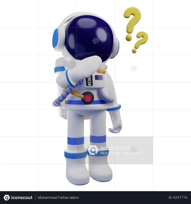 Astronaut Standing While Confused  3D Illustration