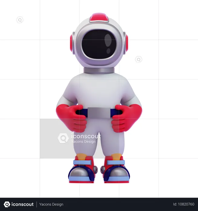 Astronaut steht mit Händen auf der Hüfte  3D Icon