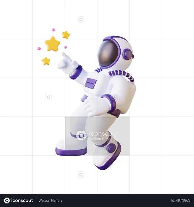 Astronaut Touching The Star  3D Illustration