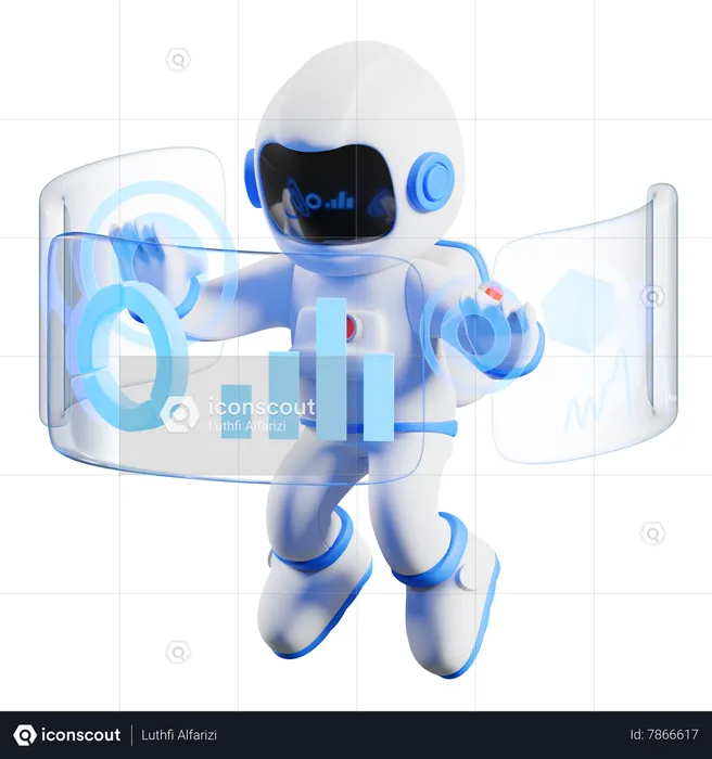 Astronaut using futuristic technology  3D Illustration
