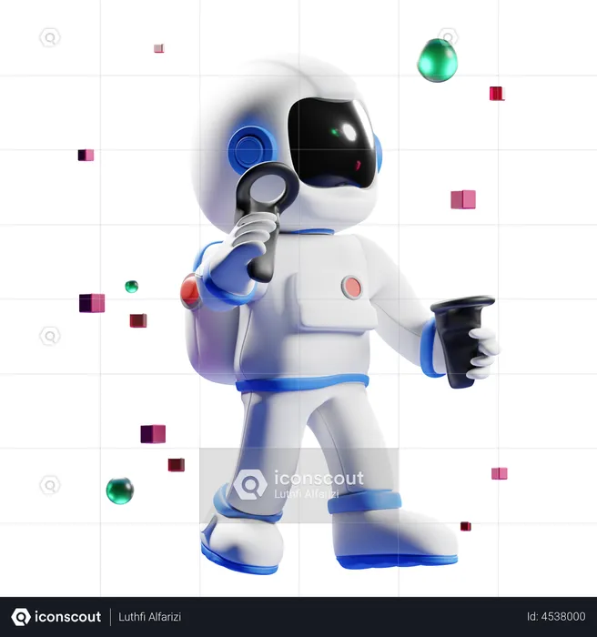 Astronaut using VR tech  3D Illustration