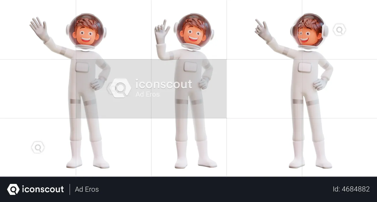 Astronaut Waving Hand  3D Illustration
