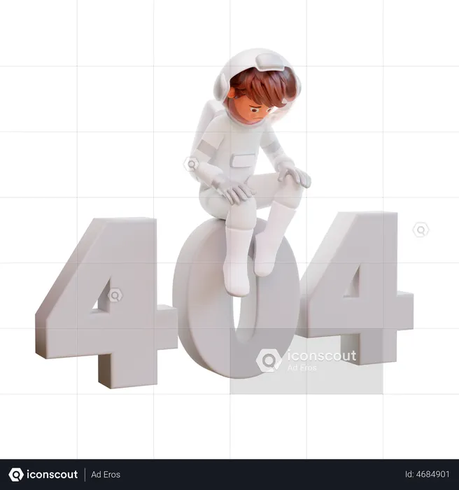Astronaut With 404 Error  3D Icon