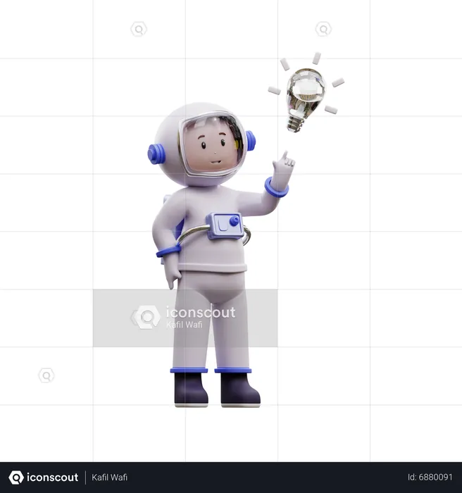 Astronaut With A Brilliant Idea  3D Illustration