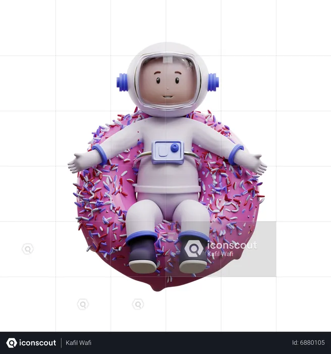 Astronaut With A Donut  3D Illustration