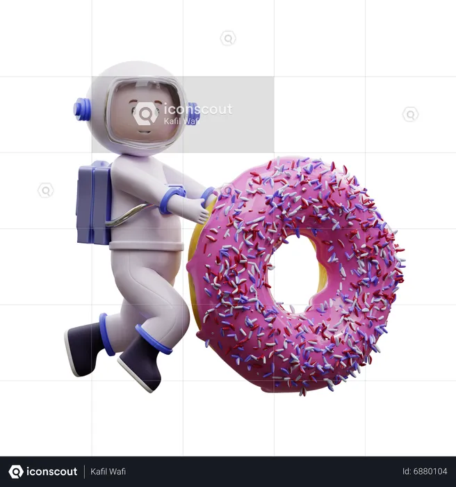 Astronaut With A Donut  3D Illustration