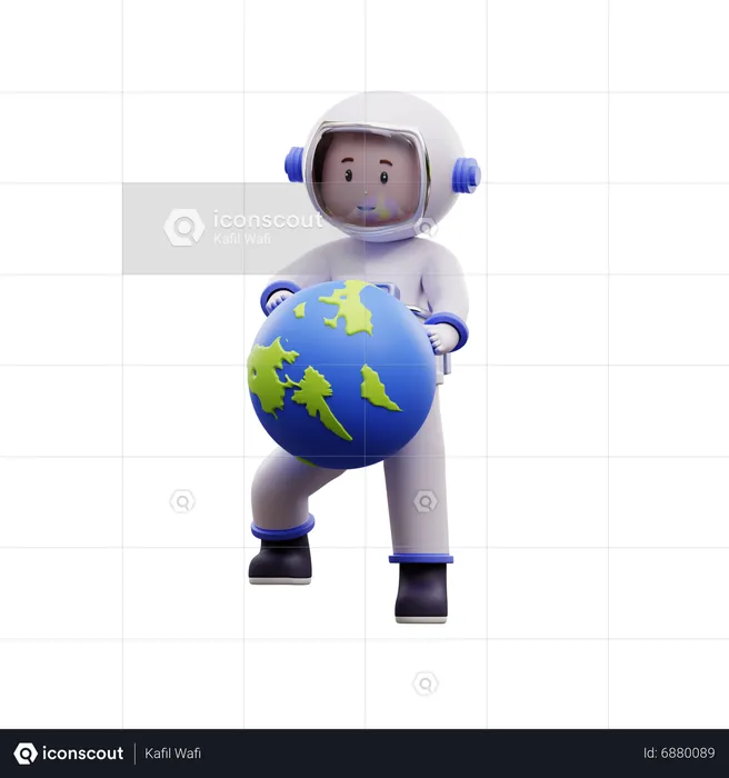 Astronaut With Earth  3D Illustration