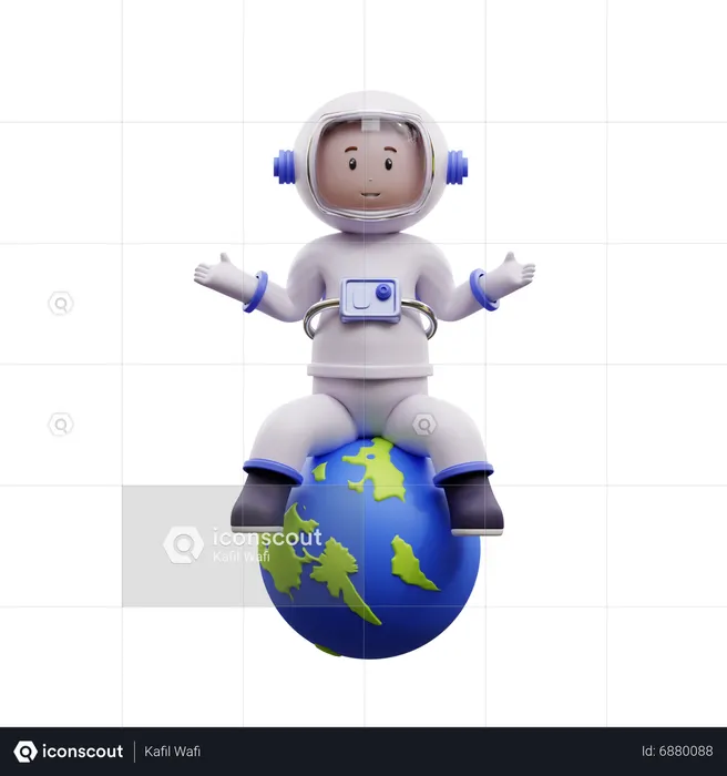 Astronaut With Earth  3D Illustration