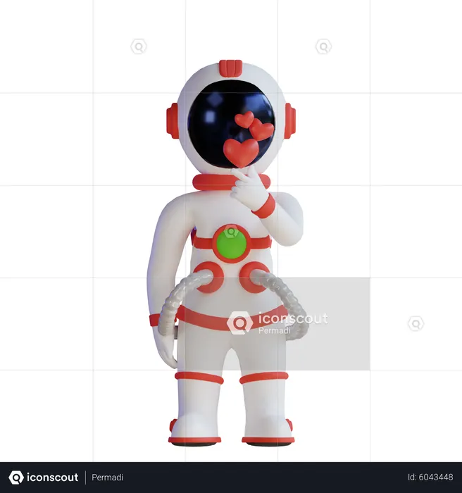 Astronaut With Love Heart  3D Illustration