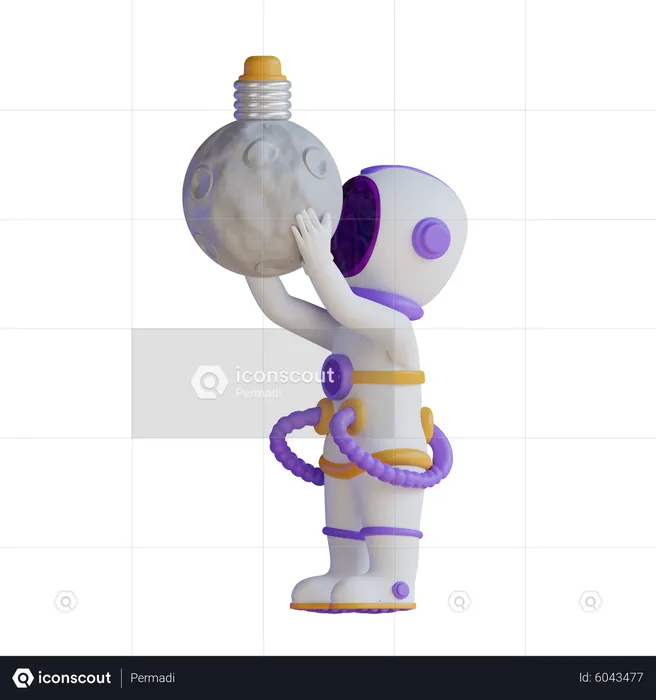 Astronaut With Moonlight  3D Illustration