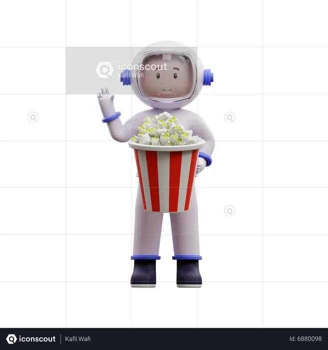 Astronaut With Popcorn  3D Illustration