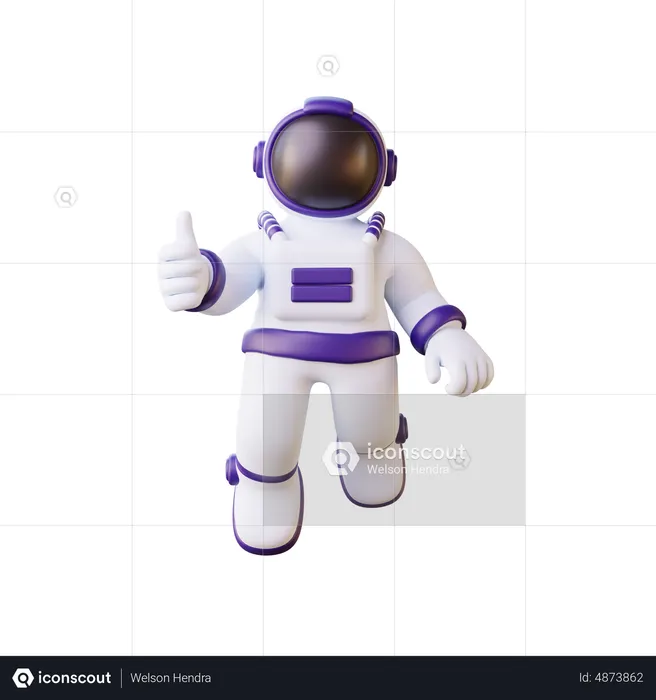 Astronaut zeigt Daumen hoch  3D Illustration