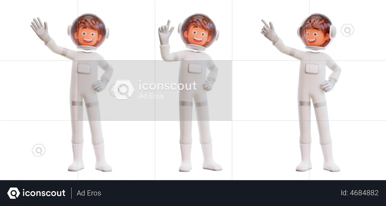 Astronauta saludando con la mano  3D Illustration