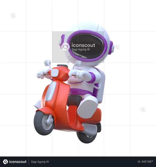Astronauta andando de scooter  3D Icon