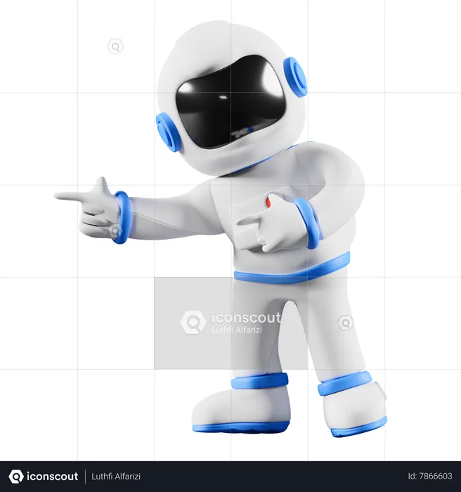 Astronauta apontando para o lado esquerdo  3D Illustration