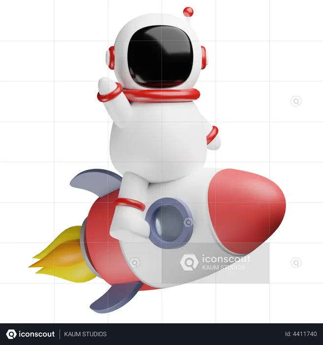 Astronauta astronauta em foguete  3D Icon