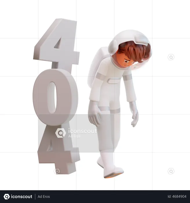 Astronauta com erro 404  3D Illustration