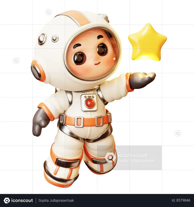 Astronauta com estrela  3D Illustration