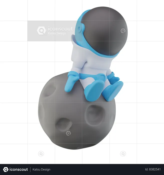 Astronauta con luna  3D Icon