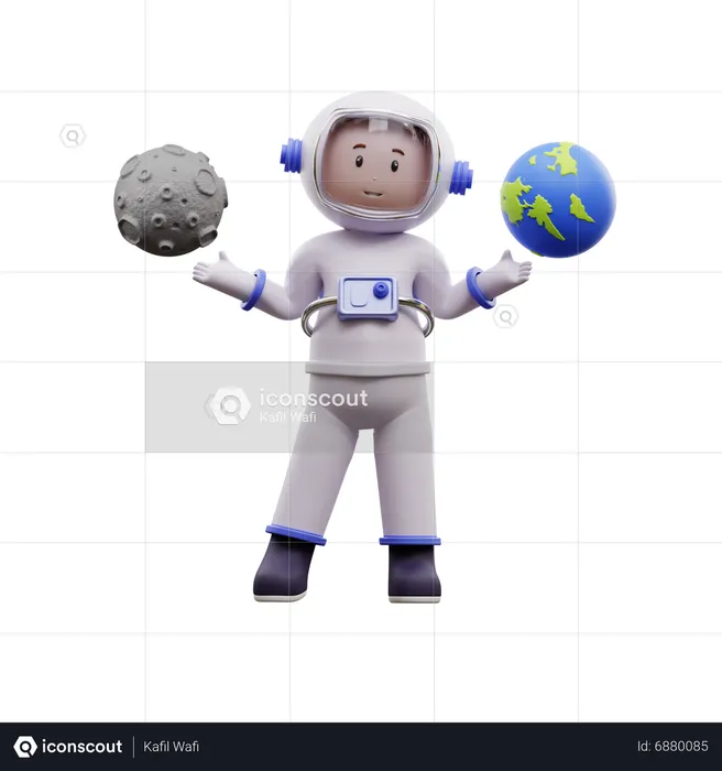 Astronauta con la tierra  3D Illustration