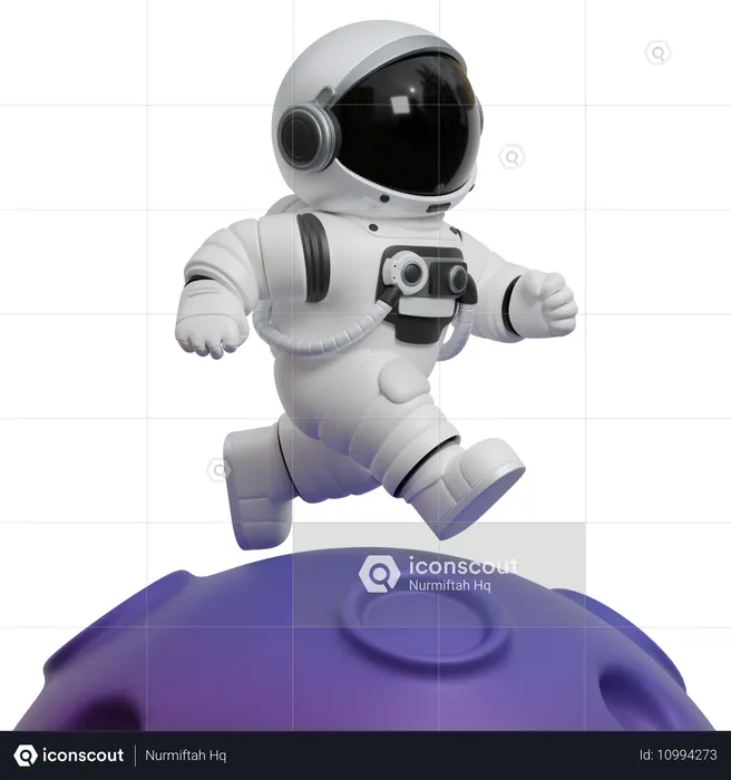 Astronauta correndo na lua  3D Illustration