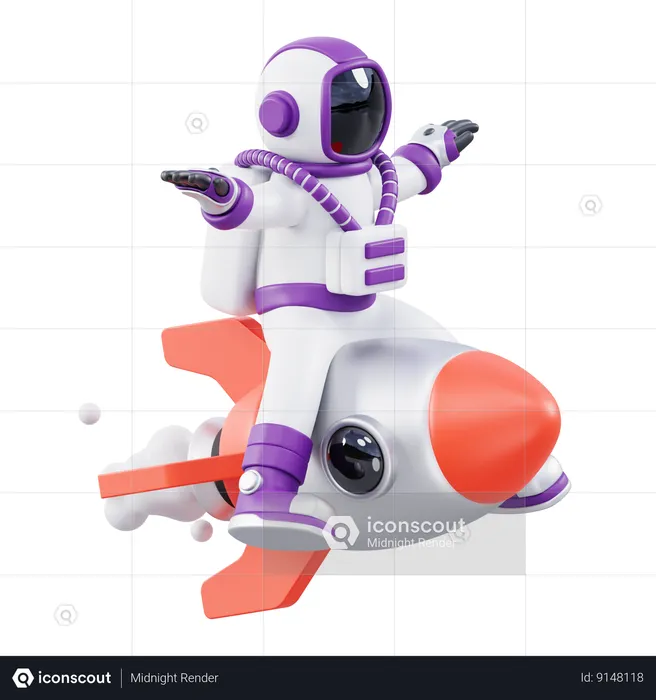 Astronauta en un cohete  3D Icon