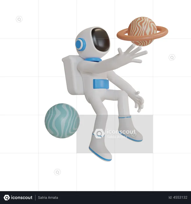 Astronauta fazendo caminhada no espaço  3D Illustration