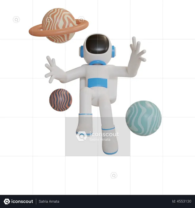 Astronauta flutuando no espaço  3D Illustration