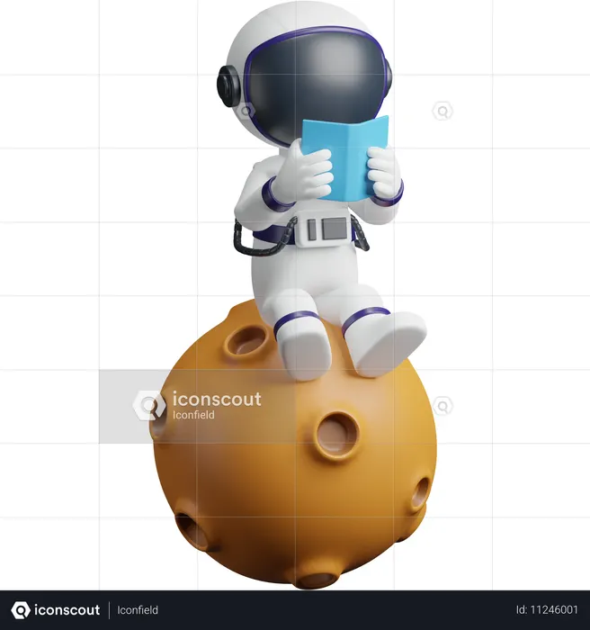 Libro de lectura de astronauta  3D Icon