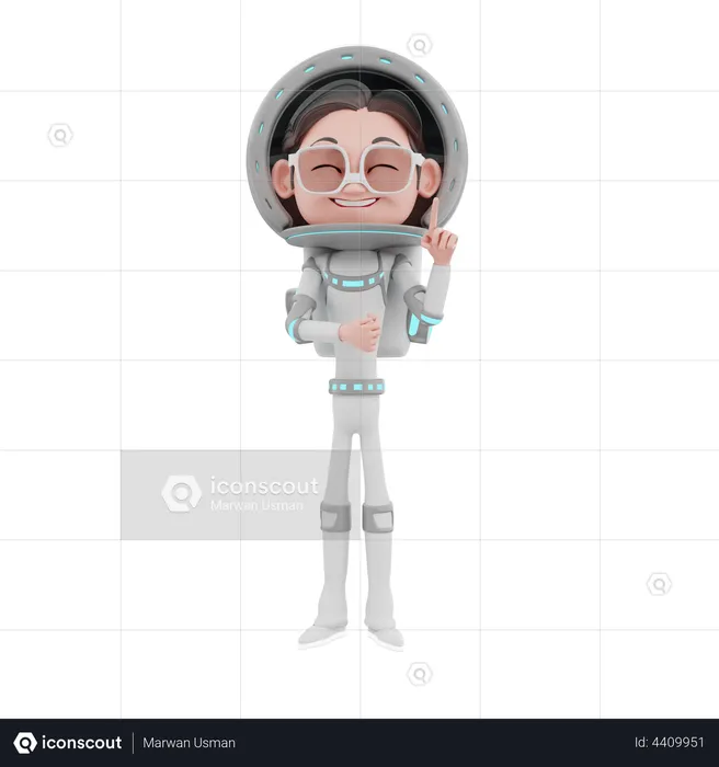 Astronauta masculino apuntando con un dedo  3D Illustration