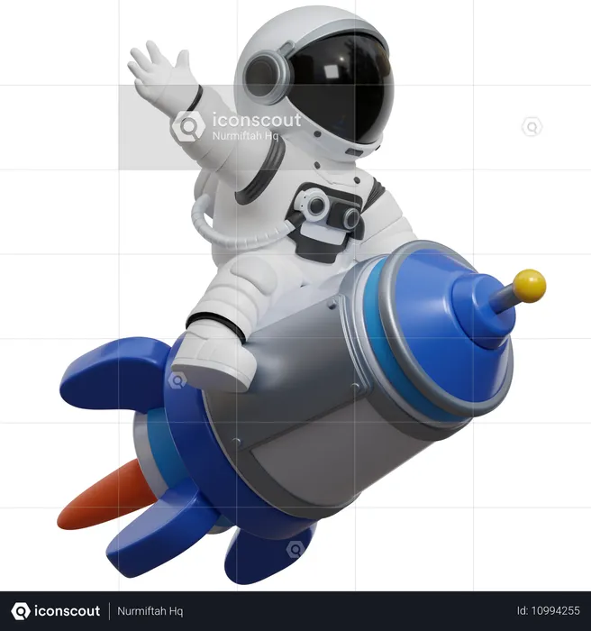 Astronauta andando de foguete  3D Illustration