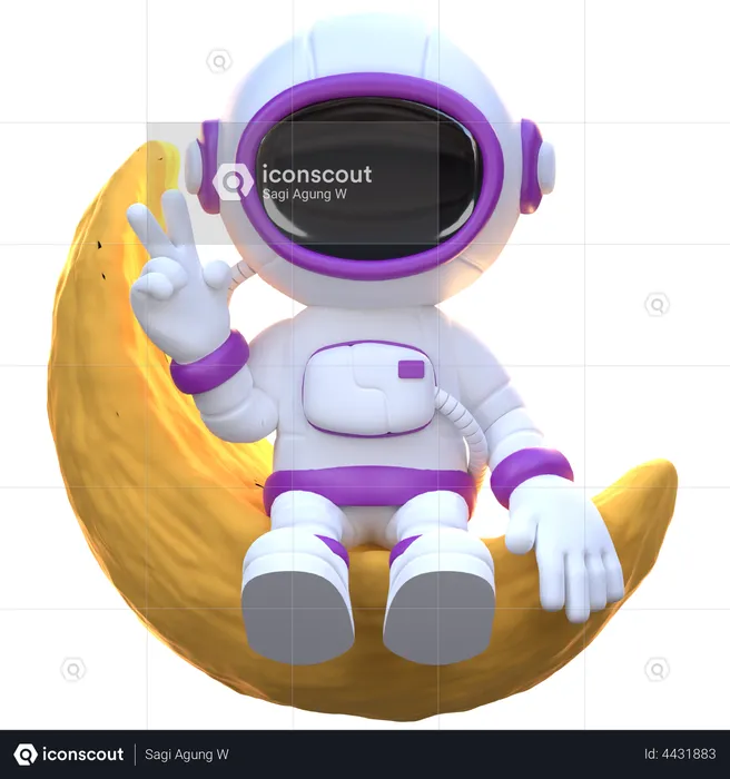 Astronauta mostrando el signo de la victoria  3D Illustration