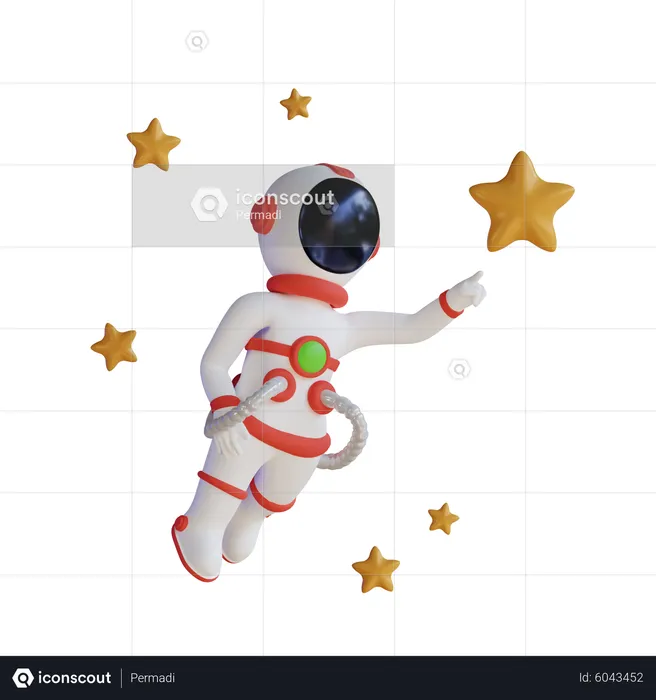 Astronauta pegando estrela no espaço  3D Illustration