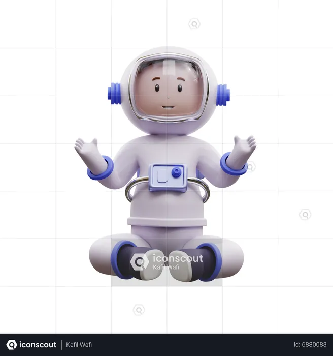 El astronauta se siente feliz  3D Illustration