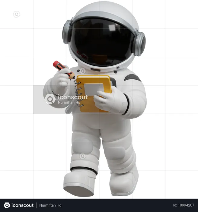 Astronauta segurando bloco de notas  3D Illustration