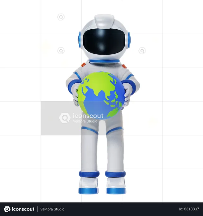 Astronauta segurando a terra  3D Illustration