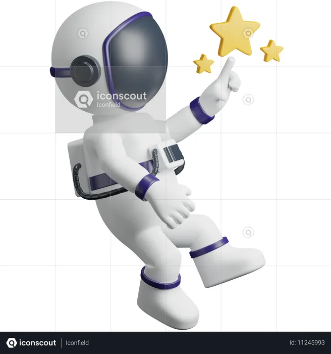 Astronauta tocando a estrela  3D Icon