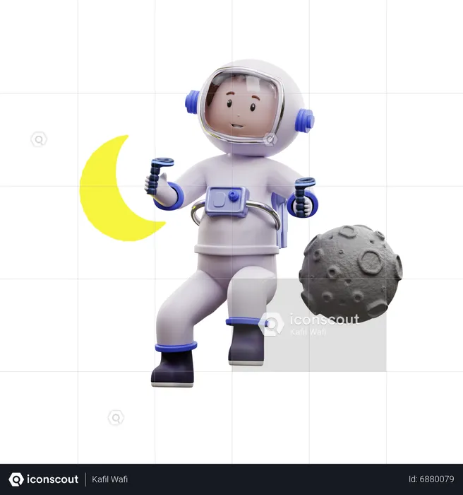 Astronauta usando realidade virtual  3D Illustration