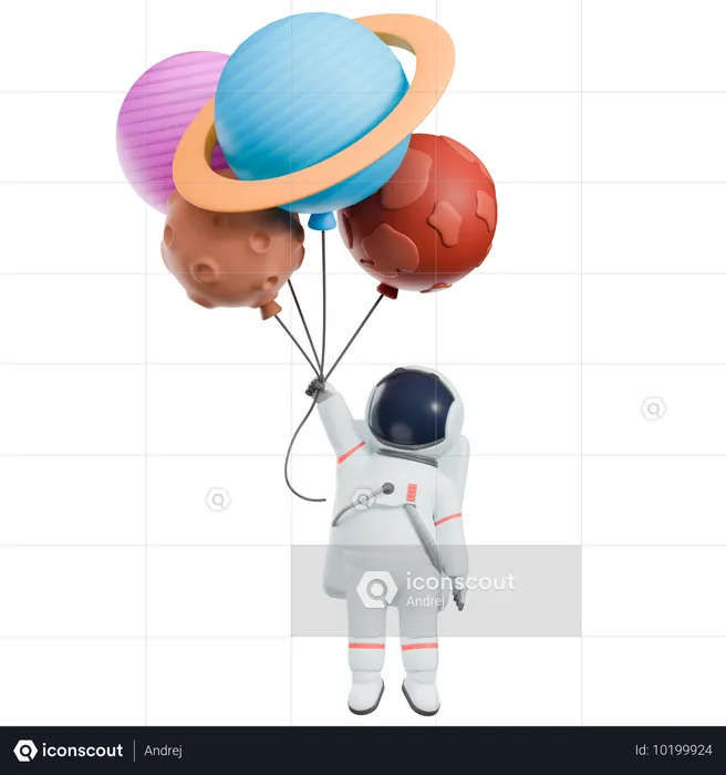 Astronaute flottant avec des planètes  3D Illustration