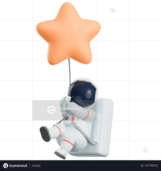 Astronaute flottant avec un ballon étoilé  3D Illustration