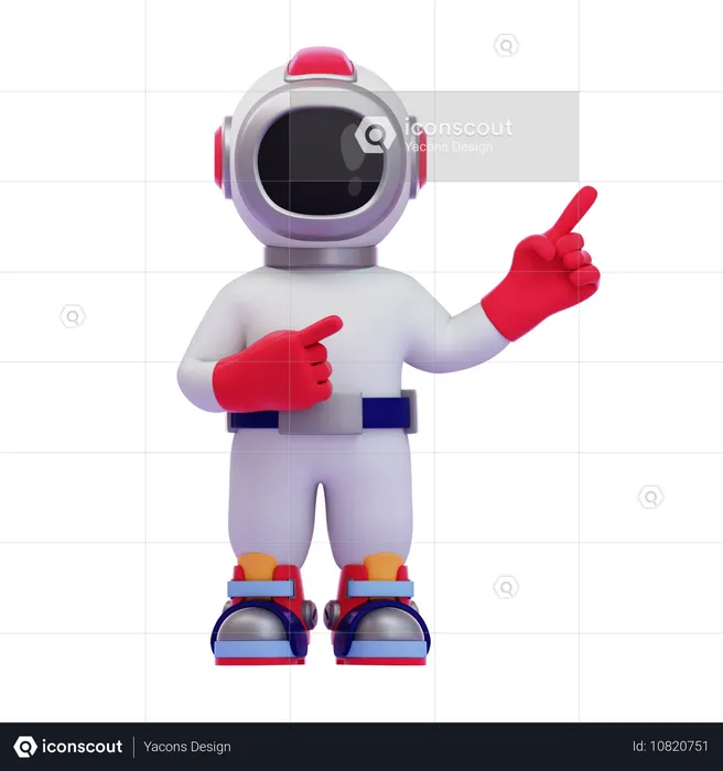 Astronaute pointant avec deux index  3D Icon