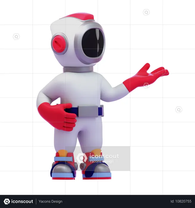 Astronaute présentant quelque chose  3D Icon