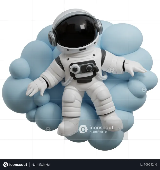 Astronaute se reposant sur les nuages  3D Illustration