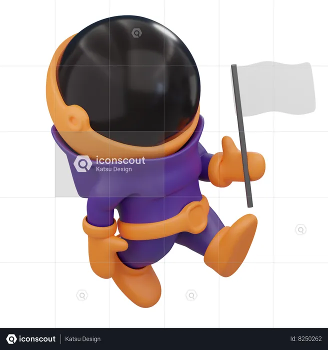 Astronaute tenant un drapeau  3D Icon