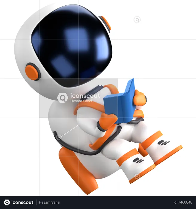 Astronauten-Lesebuch  3D Illustration