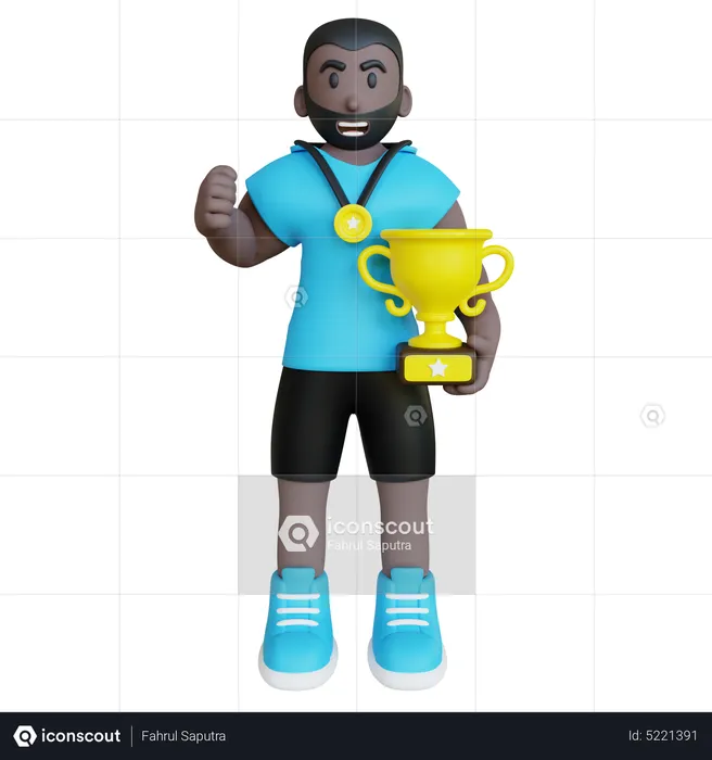 Athlete won competition  3D Illustration